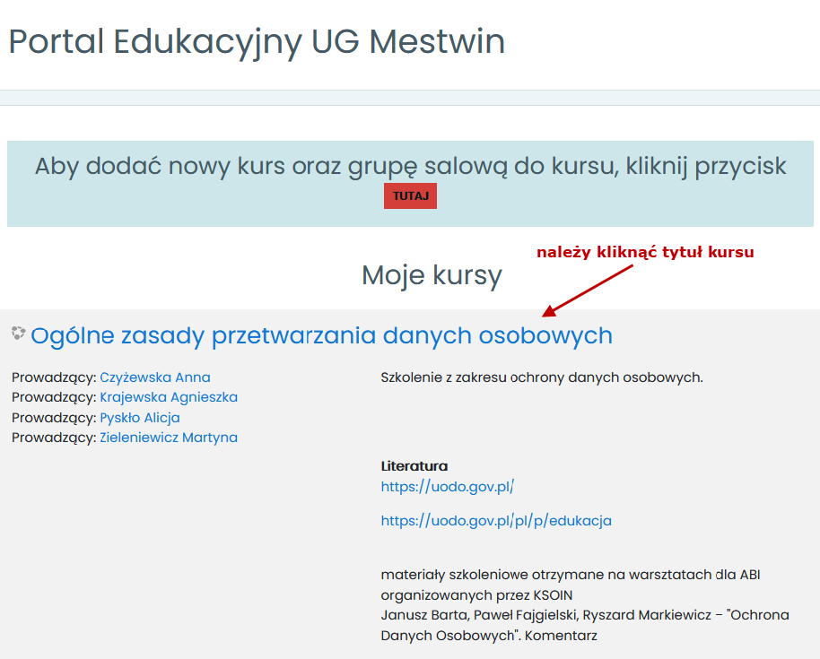 Choose training: Main rules of personal data proseccing / Ogólne zasady przetwarzania danych osobowych
