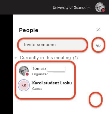 Meeting members list + invite