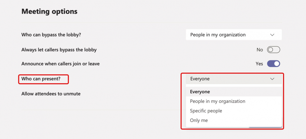 Options - who can present