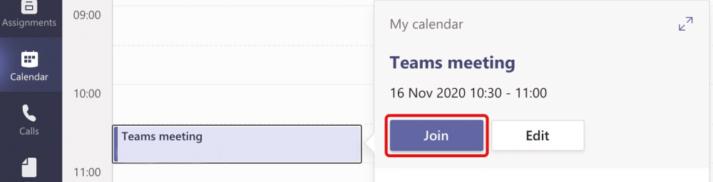 Meeting view in Calendar