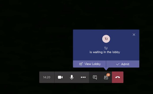 Host's view - letting people in the meeting