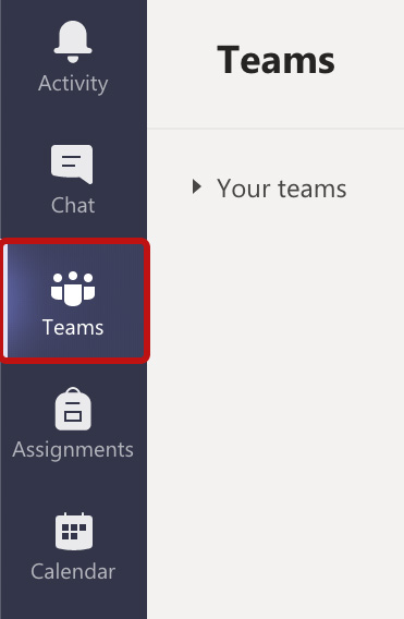 Choose Teams from the navigation bar