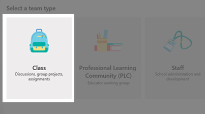 Team type Class is chosen