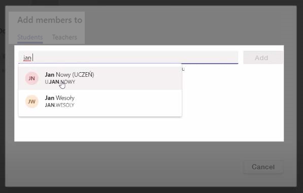 Adding students to the team